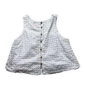 Lilly Pulizter For Target Girls White Eyelet Overlay Cop Top Size 10-12 Years